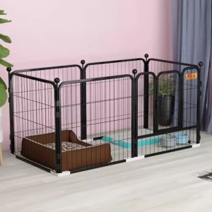 【Local Ship】Adjustable Dog Cage Dog Fences 80x90cm x 6 pcs(Black) Dog Kennel Pet Fence Pet Cage Pet Playpen