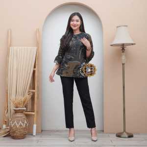 Aasan Batik Wanita Baju Blouse Seragam Kantor M L XL XXL