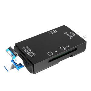 6-in-1 Multifunctional USB 3.0 Card Reader Mini Type-C TF-SD Card Reader OTG Adapter for Mobile Phone Black USB Universal Reader Mobile Phone Expansion Dock