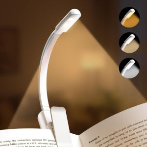 LED Book Light Bed Reading Portable Clip On Book Lamp with Stepless Dimming & 3 Colour Modes Battery-Powered/USB
