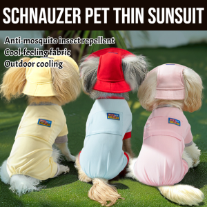 Schnauzer Yorkie Pet Thin Sunsuit Pet Dog Cat Clothes Lightweight Summer Cooling Body Sunsuit