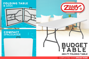 ZENHOUSEWARE Zooey 4FT Heavy Duty Budget Multi-Purpose Folding Table Kitchen Dining Work from Home Setup Table #269-Mini