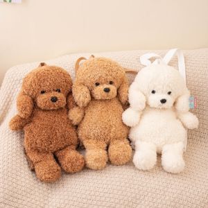 SHIRUI Plush Teddy Dog Backpacks Kawaii Poodle Shape Student Schoolbags  Brown Khaki Shoulders Bag Girls Fashion