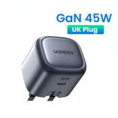UGREEN 45W GaN PD Fast Charger Travel Charge 2 Type C Port Charger with QC Portable for MacBook iPad Pro iPhone 17 16 Pro Max iPhone 17 Air Samsung S25 S24 Ultra Z Fold5 M14 Z Flip5 A35 A55