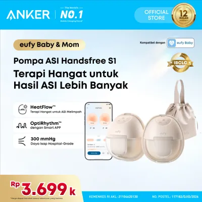Anker eufy S1 Pompa ASI Pintar Elektrik Handsfree dengan Terapi Hangat HeatFlow/ Handsfree Breast Pump Heating Function/Wireless Smart Breast Pump - T8D02