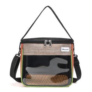 GONLUEZ Breathable Mesh Small Pet Carrier Bag Clear Window Top Opening Outdoor Bird Pouch  Nylon Pet Cage Handbag Travel Use