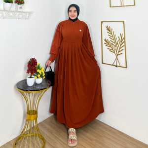Zaskia Dress Crinkle Polos  Wanita Kekinian