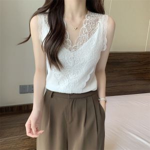 M-4XL Modal Lace Beauty Back Camisole Top For Women Spring Summer New Plus Size Plump Girls Outer Wear Inner Wear Sleeveless Base Top