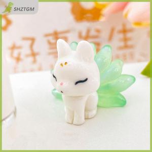 illusory 1ชิ้นเรซินเรืองแสงขนาดเล็กน่ารัก9หางเครื่องประดับจิ้งจอกเรืองแสงในที่มืดรูปปั้นขนาดเล็กจิ้งจอกภูมิทัศน์ไมโครของตกแต่งบ้านตุ๊กตา