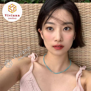 Viviann Original Genuine S925 Sterling Silver Colorful Handmate Beaded Necklace with Layered Collar Chain Fashion Necklace Bohemian Multilayer Handmate Beads Chain Fashion Necklaces Tassels Crystal Pendant Jewelry For Women Accessories