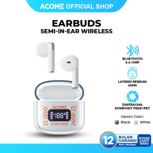 Acome TWS Headset Earphone Bluetooth 5.4 Support Gaming Mode IPX4 Waterproof 4 Gram Ultra Light Inpods AT01 PRO Original - Garansi Resmi 1 Tahun