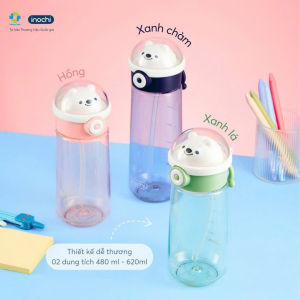 Bình nước cho bé INOCHI bình uống nước cho bé có ống hút bình tập uống nước cho bé an toàn