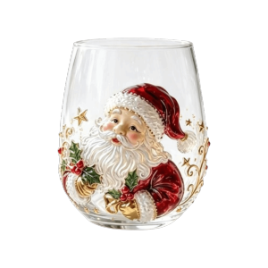 MAOMEI 3D nổi Ly rượu Giáng sinh Ông già Noel Tuần lộc Cốc thủy tinh Giáng sinh Đồ thủy tinh nổi Người tuyết Đồ thủy tinh nổi Trang trí bàn ăn ngày lễ