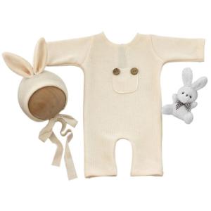 Baby Fiber Photo Photography Prop Outfits 3pcs Newborn Photo Prop Romper Hat Doll set Costume Infant Accessories Durable