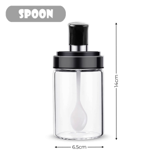 Glass Spine Kitchen Dapur Condiment Jar Tank Sugar Bowl Spoons Honey Pot with Oil Bottle Dispenser