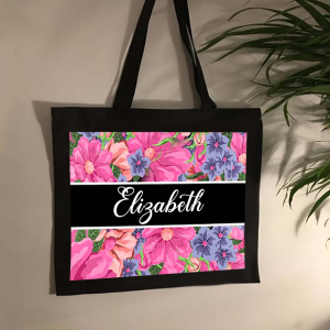 Personalised Flower Pattern No MOQ Canvas Bag Customize Name Tote Bag Girls Handbag Korean Style Shoulderbag