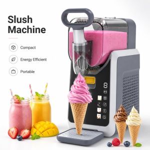 DJDK 5 Mode Electric Tabletop Slushie Machine Hardness Adjustment Auto Cleaning Ice Cream Maker Small Smart Touch Control Smoothie Maker Home Use
