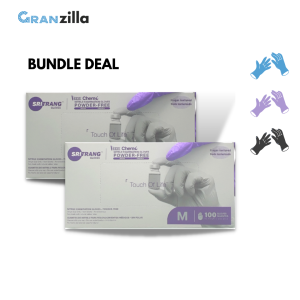 Nitrile Gloves | Bundle of 2 | Powder-free Medical Grade Non-Sterile Disposable Glove Blue Black Purple 100 Pieces