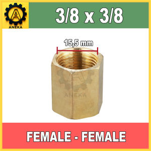 Double Nepel Sock Drat Dalam Kuningan / Vlok Konektor Sambungan 1/8  1/4  3/8  1/2  3/4  1 inch