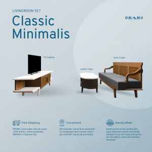 1 Set Furniture Ruang Tamu Minimalis Elegan Ukuran 3x3 Bahan Kayu Jati