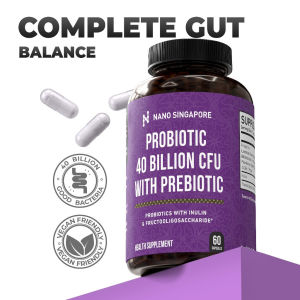 Nano Singapore 40 Billion CFU Probiotic Prebiotic 60 Capsules Dual Support Gut & Feminine Flora Stabilize Private Microenvironment Ease Mild Discomfort For Women Gentle Daily Care