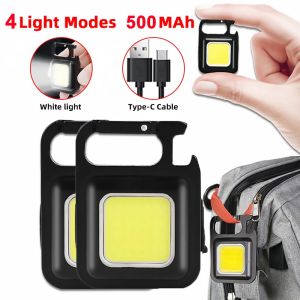 Mini LED Flashlight Work Light rechargeable Glare COB Keychain Light Portable Flashlight Outdoor Camping Small Light Hot