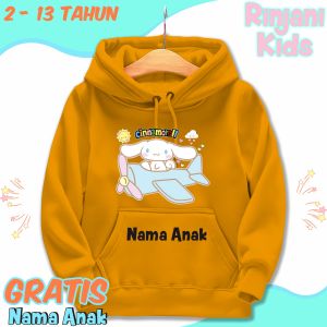 HOODIE ANAK KARAKTER CINNAMOROLL 2.BISA PAKAI NAMA SENDIRI