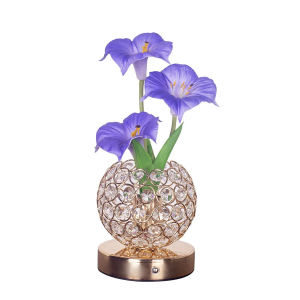 Rechargeable Morning Glory Crystal Flower Table Lamp Touch Control 3 Color Dimmable LED Night Light Cordless Bedside Desk Lamp for Bedroom Living Room Housewarming Gifts Lamps