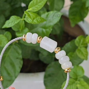 Q1966 Vòng lu thống Thạch Anh Trắng ngũ điếu Cẩm Thạch Trắng cho mệnh Kim và Thuỷ - Phong Thuỷ TUDO