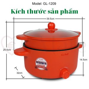 Lẩu điện đa năng Gali 4 lít 1500w lòng chống dính nấu canh súp xào hấp chiên hầm áp chảo bảo hành 12 tháng chính hãng