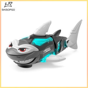 SKISOPGO Electric Shark Robotic Toy with LED Lights Sound Effects Robot Toys Music Interactive Gift Mainan