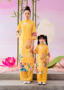 Áo Dài Truyền Thống # Bộ Áo Dài Lụa Hà Cúc Cho Mẹ Và Bé # Bộ Áo Dài Mẹ Và Bé