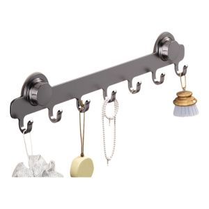 VB45D Strong Load-bearing Suction Door Cup Hook 5/6/7/8-Hook Waterproof Hanging Coat Rack Practical Detachable Bathroom Towel Holder Bathroom