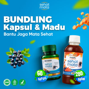 Bundling Kapsul Plus Madu Sehat Mata Bio Gold Ekstrak Carrot dan Bilberry
