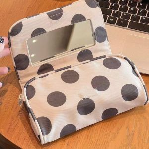 LZYBIM Stripe Canvas Polka Dot Cosmetic Bag Portable Large Capacity Jewelry Storage Bag Versatile Multifunctional Small Item Bag Woman