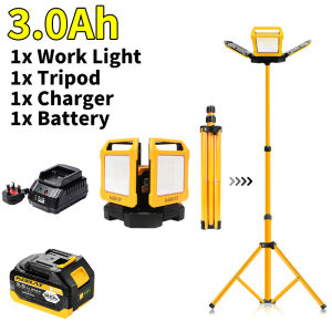 KEELAT KWL04 Cordless LED Work Light with Stand 6000LM Adjustable Tripod Work Light for Indoor Outdoor Construction Site