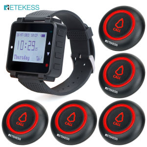 Retekess T128-TD019 Restaurant Pager Wireless Call System with Three Reminder Modes One-Key Call Button for Restaurants Bars