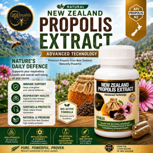 ApiHealth New Zealand Propolis Capsules 100s x 500mg Echinacea Vitamin C Immune Respiratory