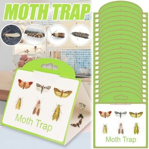 10PCS Moths Sticker Pheromone Moths Trap Sticky Glue Pantry Clothes Kitchen Cupboard Food Home Garden Pest Control Moth Traps
