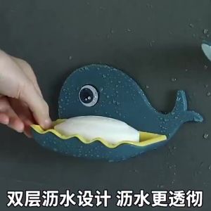 Kệ đựng xà phòng hình cá heo dễ thương khay đựng xà phòng dán tường thiết kế 2 lớp tiện lợi Vuadienmay