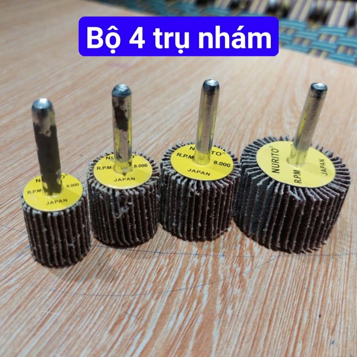 Combo 4 cây nhám trụ tròn chân 6ly, đá mài nhám, nhám gắn máy khoan ...