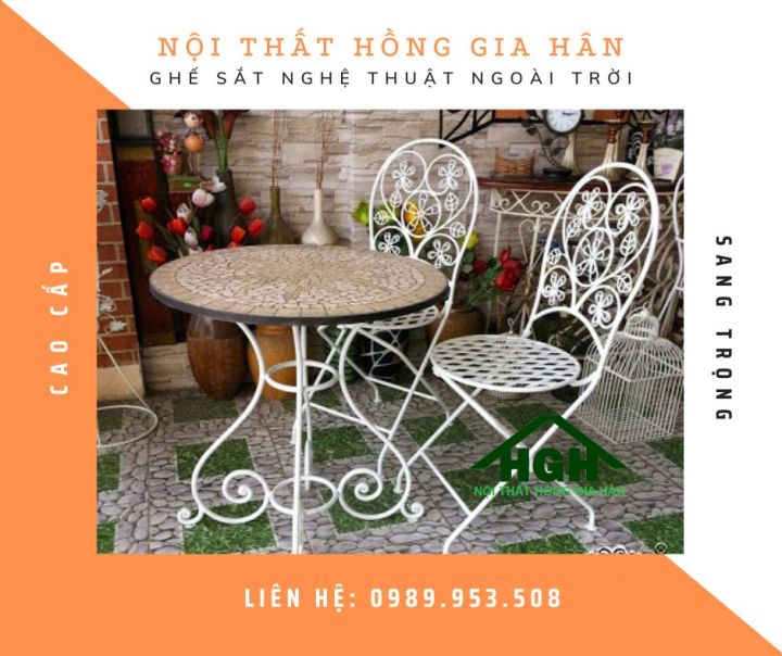 Bộ bàn ghế sắt nghệ thuật Ban công, Chung cư Tp.HCM Hồng Gia Hân S514 ...