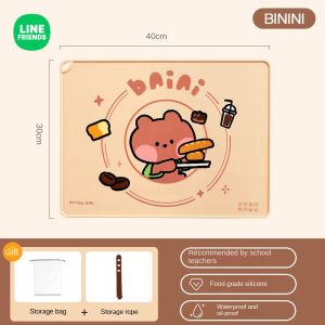 100% Authentic Line Friends Placemat Heat Resistant Anti-scalding Coasters Waterproof Oil-proof High Temperature Resistance Silicone Tablecloth Childrens Anti-slip Mat LFB60