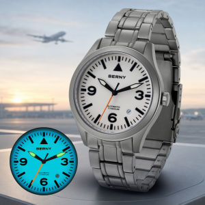 BERNY Aviation Top Titanium Mechanical Men Watch Sapphire AR Coating Supper Luminous 10Bar Sport Watch Titanium Aviation Watches