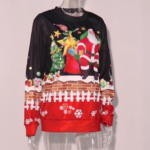 เสื้อสเวตเตอร์แบบสวมหัวผ้าเนื้อนุ่มสำหรับใส่ได้ทั้งชายและหญิงสำหรับงานปาร์ตี้ช่วงวันหยุด3D คริสมาสต์