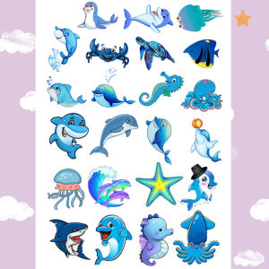 Stiker Cartoon Blue sea  isi 23 pcs
