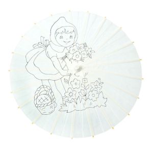 DEER Vintage White Oil Paper Long-handle Anniversary Decorative DIY Wedding Birthday Painting Supplies Dance Prop Paper Umbrella Photography Prop
