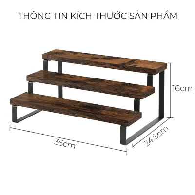 Kệ trưng bày 3 tầng để mỹ phẩm nước hoa để mô hình mini chất liệu khung sắt mặt gỗ chắc chắn thương hiệu IGA - GM214