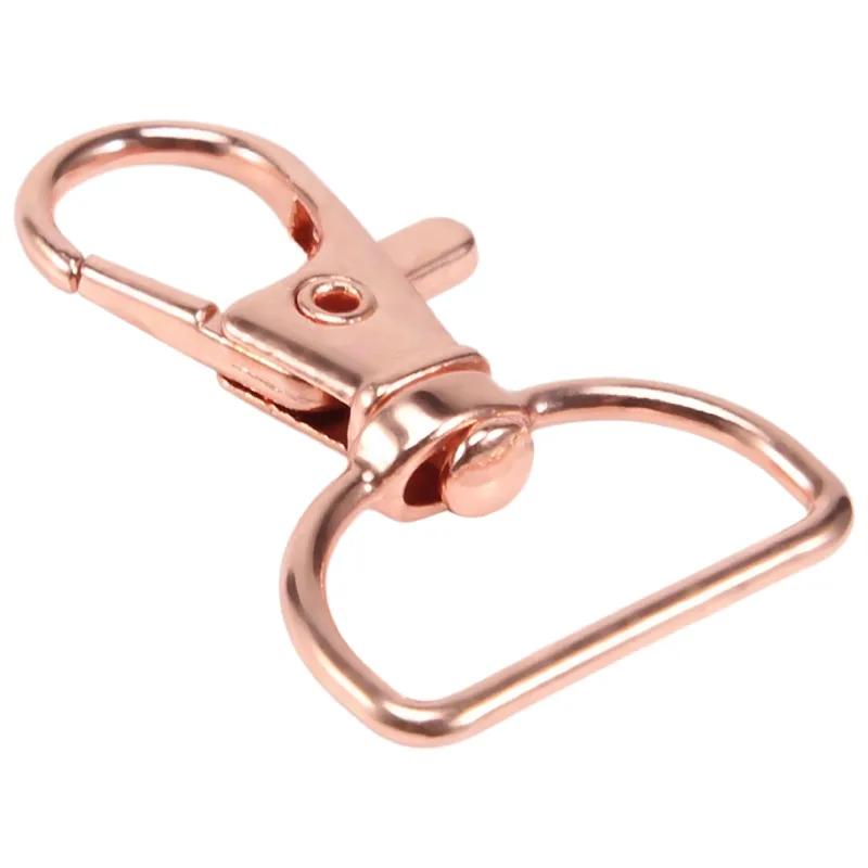OEAG) 35Pcs Swivel Clasps Lanyard Snap Hooks Keychain Clip Hook Lobster  Claw Clasp Metal Hook Clasp with D Rings Rose Gold