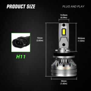 Novsight N37 LED Car Headlight Bulb 9005/HB3 9006/HB4 9012 D H1 H4 H7 H11 LED Light for High/Low Beam Fog Light 6500K Extremely Bright 120W 22000LM Plug&Play 2Pcs 1 Year Warranty